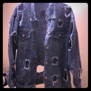 ripped jean jacket plus size 1x